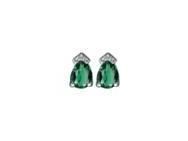 Boucles d'Oreilles Émeraude Poire Diamant Or Gris 750 - A03817 - Réf. A03817